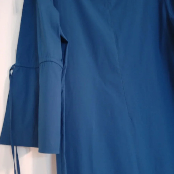 Lafayette 148 Cotton Blue Ponte Flutter Holly Bell Sleeve Shift Sheath Dress - Picture 4 of 4